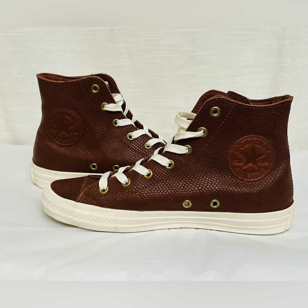 Converse Gemma Exptics High-Top Canvas Faix Snake‎ Skin Sneakers with White Sole